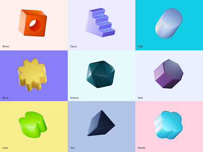 Glide 3D Data Shapes 3d 3d icons branding color colour colour palette design icons minimal