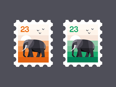 Elephant Stamps 🐘 animals colour design elephant flat icon minimal patterns stamps tone vector