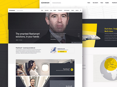 Embraer Commercial Aviation Website 2d daily dailyui design homepage landing page typography ui vector yellow