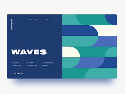 Waves Landing Page Composition 🌊 blue bold geometry green landing page shapes typography ui wide