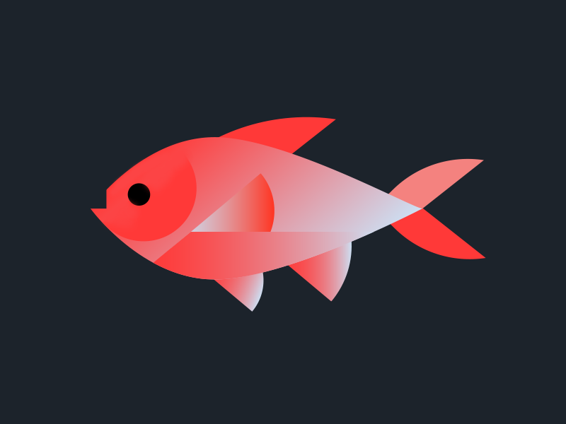 Neon Red Fish animal gradient pink salmon black illustration icon red fish