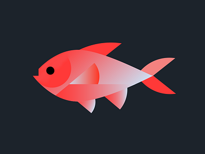 Neon Red Fish animal black fish gradient icon illustration pink red salmon