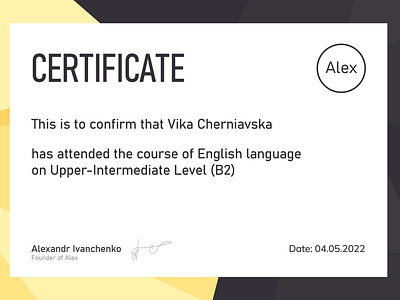 Certificate for a language school
