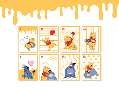 Playing cards with Winnie-the-Pooh adobe illustrator adobe photoshop children design children illustration design disney graphic design illustration playing cards winnie the pooh