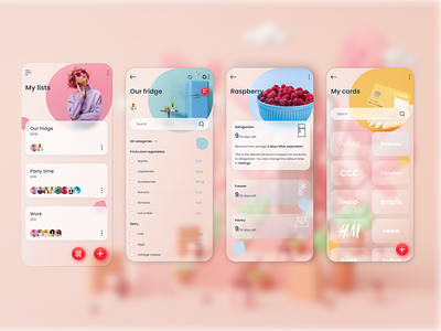 Shopping lists app - Glass motive - UX/UI Desing