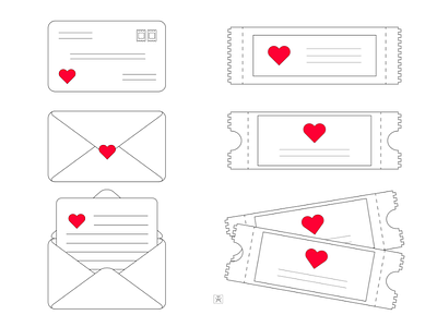 Tickets and Letters to Love adobe art design flat icons graphic design graphics illustration illustrator love romantic valentines day vector art