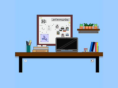 Work Desk adobe art design flat drawing graphic design illustration illustrator laptop logo rgb vector art work desk