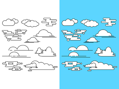 Flat Clouds Set - 9 Graphics adobe art cloud graphics cloud vectors clouds design flat cloud graphics flat icons graphic design icons illustration illustrator vector art