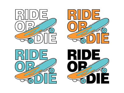 Ride or Die Stickers Pack adobe art design graphic design graphics illustration illustrator skateboard skateboard illustration skateboard sticker stickers typography vector art