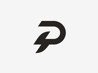 P + Bolt bolt icon lightning logo mark minimal monogram p symbol thunder