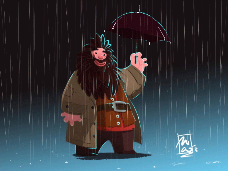 Hagrid cartoon drawings hagrid harry potter illustration mico mitko angelov rain umbrella