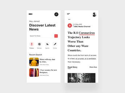 News / Blog UI blog app bloggers branding clean filter ios news news app product design reading app search ui ui ux user experience user story userinterface ux white white ui xd