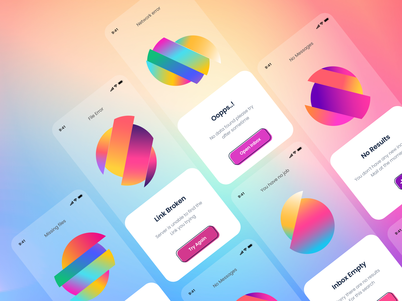 Empty UI gradient color app design empty space empty state mobile ui mobile app ios app ios card ui branding user experience design typography white product design clean ui-ux ux ui