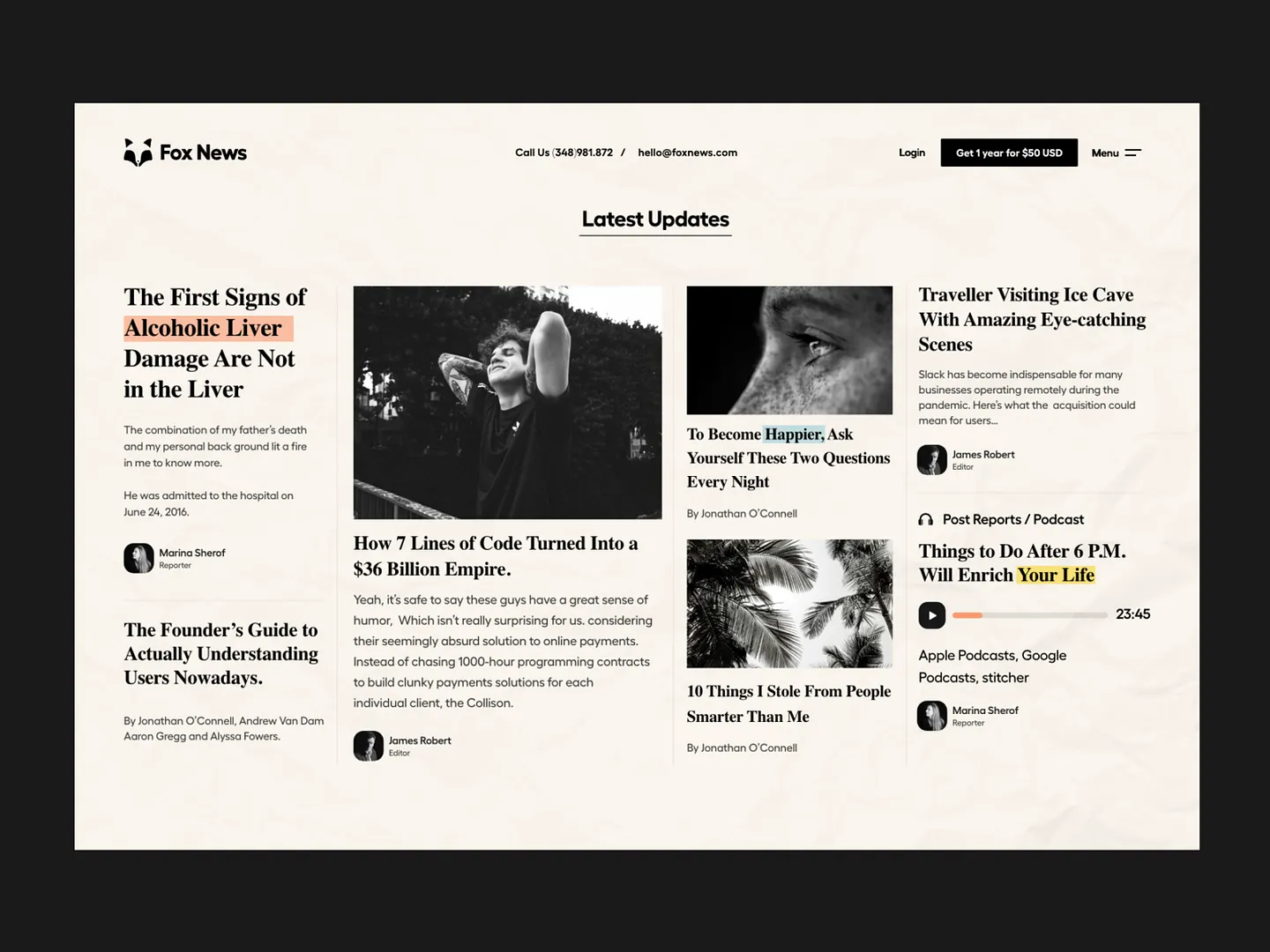 Engaging Subheader Section Design for News Websites