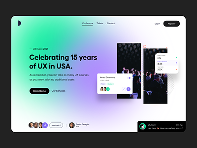 Landing UI blur clean conference donation fund raising header hero landing page online education product design stats ui ui ux user experience ux ux ui ux design uxdesign website website design