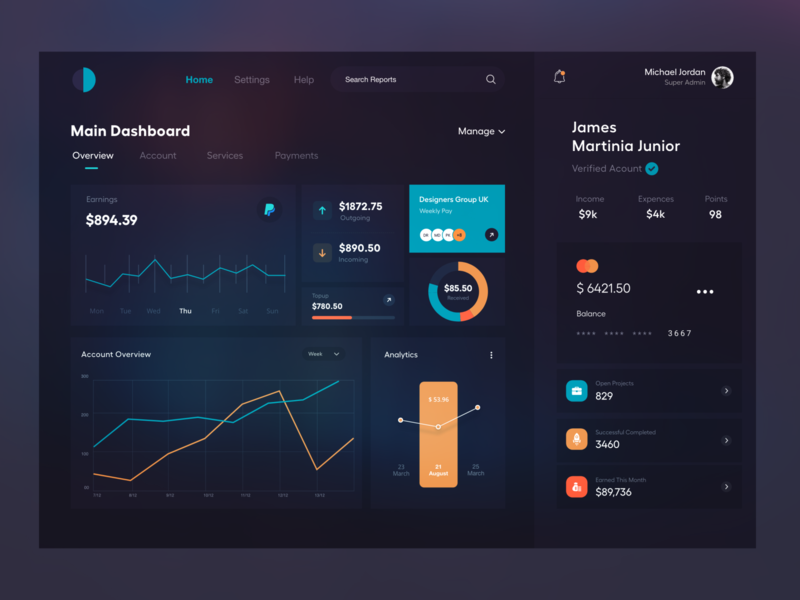 Dashboard UI Dark analytics app ui card ui color dark dark theme dashboard dashboard app dashboard design dashboard ui filter freelancer night mode payment search team management tracking user interface web app web app design