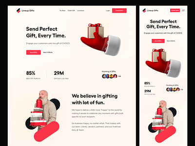 Gift UI app ui clean gift gift website header landing page landing page ui mobile ui party product design responsive design send gift typography ui ui ux user experience user interface ux website white