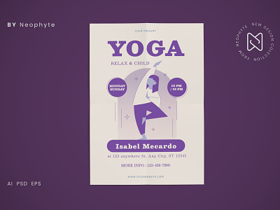 Yoga Flyer Poster branding class design event flyer graphic design illustration print promotion template vector yoga