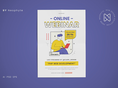 Online Webinar Flyer Poster branding class event graphic design promotion template webinar workshop
