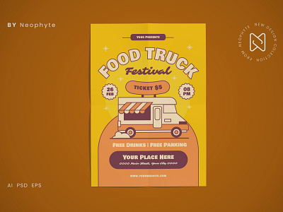 Food Truck Festival Flyer branding event festival food truck party promotion