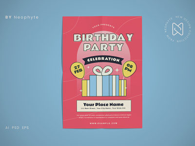 Birthday Party Poster Flyer birthday branding event party promotion