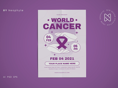 World Cancer Poster Flyer branding cancer event festival party promotion world cancer day