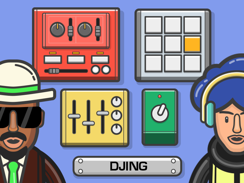 DJ Learning APP 2d vector app concept branding flat illustration music ios