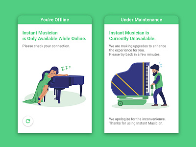 Oops Pages 2d branding design error illustration ios mobile music piano product ui ux vector