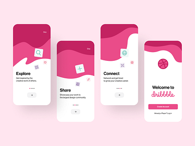 Onboarding UI Design — Dribbble Mobile App app branding create account design dribbble dribbble app figma login logo mobile mobile app onboarding onboarding process product design prototype sign up typography ui ux vector