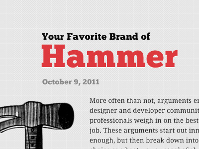 Your Favorite Brand of Hammer article blog chunk header