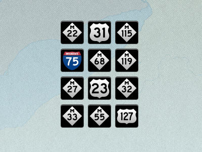Road Sign Icons highway icons map michigan numbers