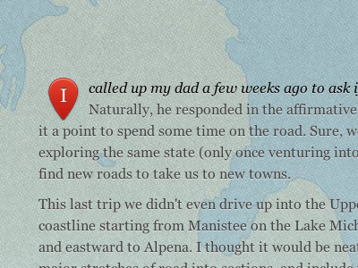 Roadtrips LIVE! article blog css dropcap map
