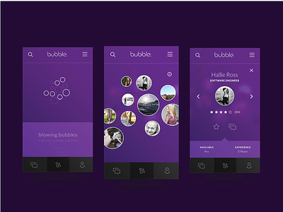 Bubble dark icons images network purple social ui ux