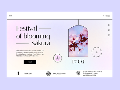 Main page: sakura blooming festival art design designer event gradient invitation japan main page main screen sakura ui ukraine web webdesign