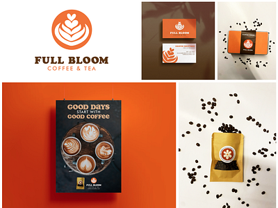 "Full Bloom Coffee & Tea" Brand Campaign branding design graphic design illustration logo typography