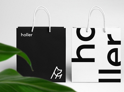 Holler Retail Branded Bags agency branding brand identity branding clothingbrand dogboutique dogclothingbrand identity logo logo design packaging retail