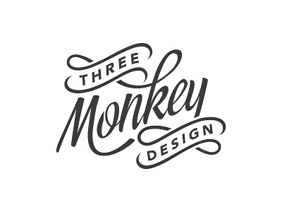 Three Monkey Logo Design agency branding branding cursive logo hand drawn logo hand type logo design rebrand script script logo three monkey