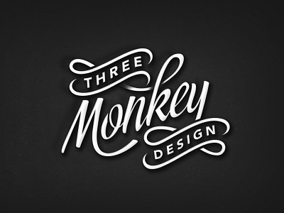 Three Monkey Logo agency branding branding cursive logo hand drawn logo logo design script logo