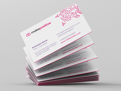 makepositive Business Card Design branding design doodle identity illustration logo make makepositive pink positive rebrand website