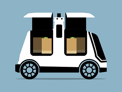 Nuro Delivery Bot Vehicle illustration illustrator techcrunch