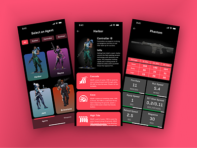 Valorant Mobile App (Game UI Design) android app appdesign color design esports figma figmadesign gaming ios pcgame simpledesign ui uidesign uiux userexperiance userinterface ux valorant videogame