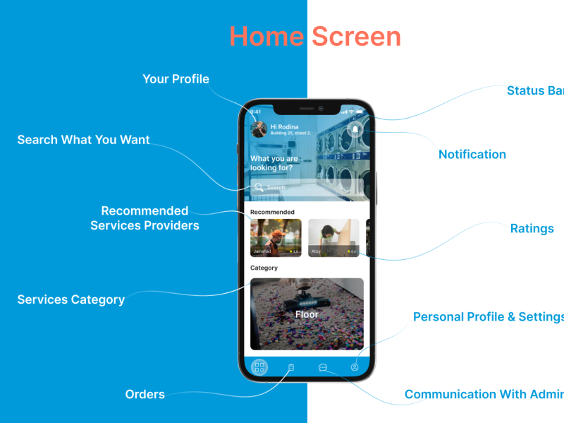 Cleaning app home screen ui by Habib ur Rehman Tayyabi on Dribbble