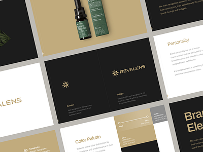 Revalens Brand brandbook branding cosmetic design elegant hellohello logo medical plant revalens startup typogaphy