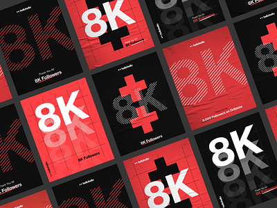 ++8K 8k black brand branding design followers grotesk hellohello interface modern poster red swiss ui ux