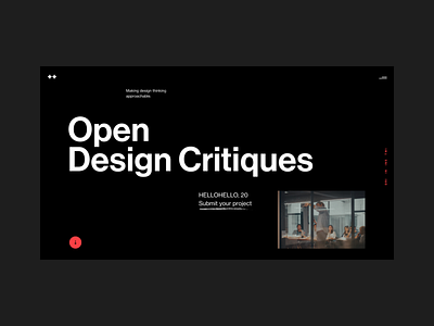 Open Design Critiques black bold broke clean columns creative critique dark design hellohello interface landing landingpage layout minimal simple ui ux web website