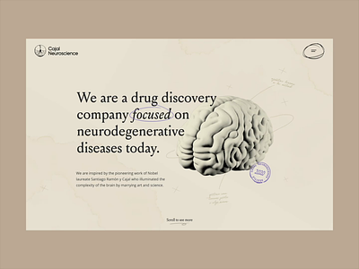 Cajal Neuroscience intro 3d 3d braing animation biotech brain canal concept hellohello motion graphics neuroscience ui web website