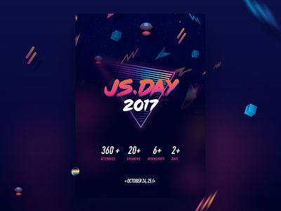 JS Day 80 art colorful eighties js js day poster retro retro wave