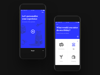 Filters app blue clean color design filters icons interface ios quiz ui ux