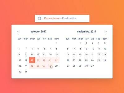 Date Picker calendar clean design interface minimal orange picker simple ui ux web website
