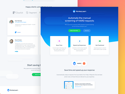 10 Monkeylearn Haro Landing app blue clean design interface monkey ui ux web website